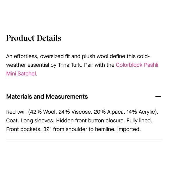 Trina Turk Red Tomato Ruby Coat 4 - Picture 5 of 10